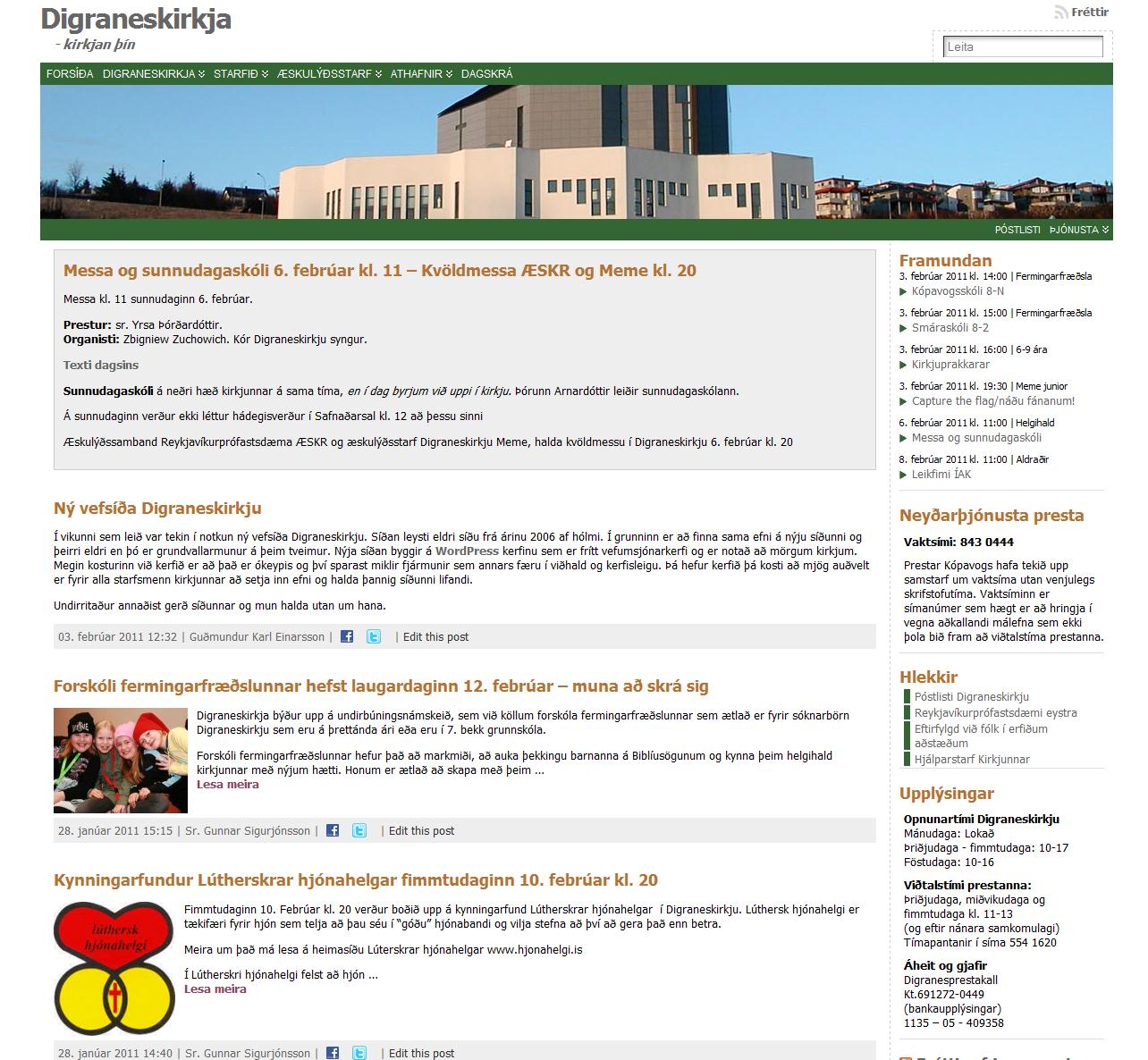 Nýr vefur Digraneskirkju