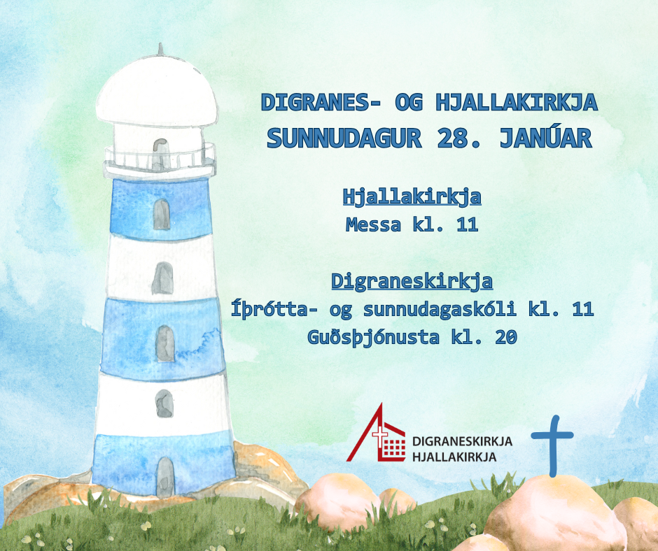 Digraneskirkja Íþrótta- og sunnudagaskóli kl. 11 Allra heilagra messa kl. 20 Hjallakirkja Messa kl. 11